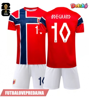Lacne Dětský Futbalové dres Nórsko Martin Odegaard #10 MS 2026 Krátky Rukáv - Domáci (+ trenírky)